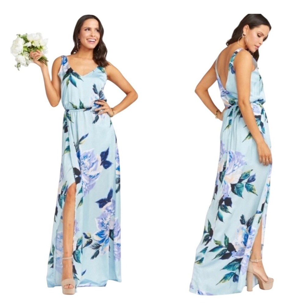 NWT! Show Me Your Mumu Kendall Maxi Dress Blue Floral Faux Wrap Summer L